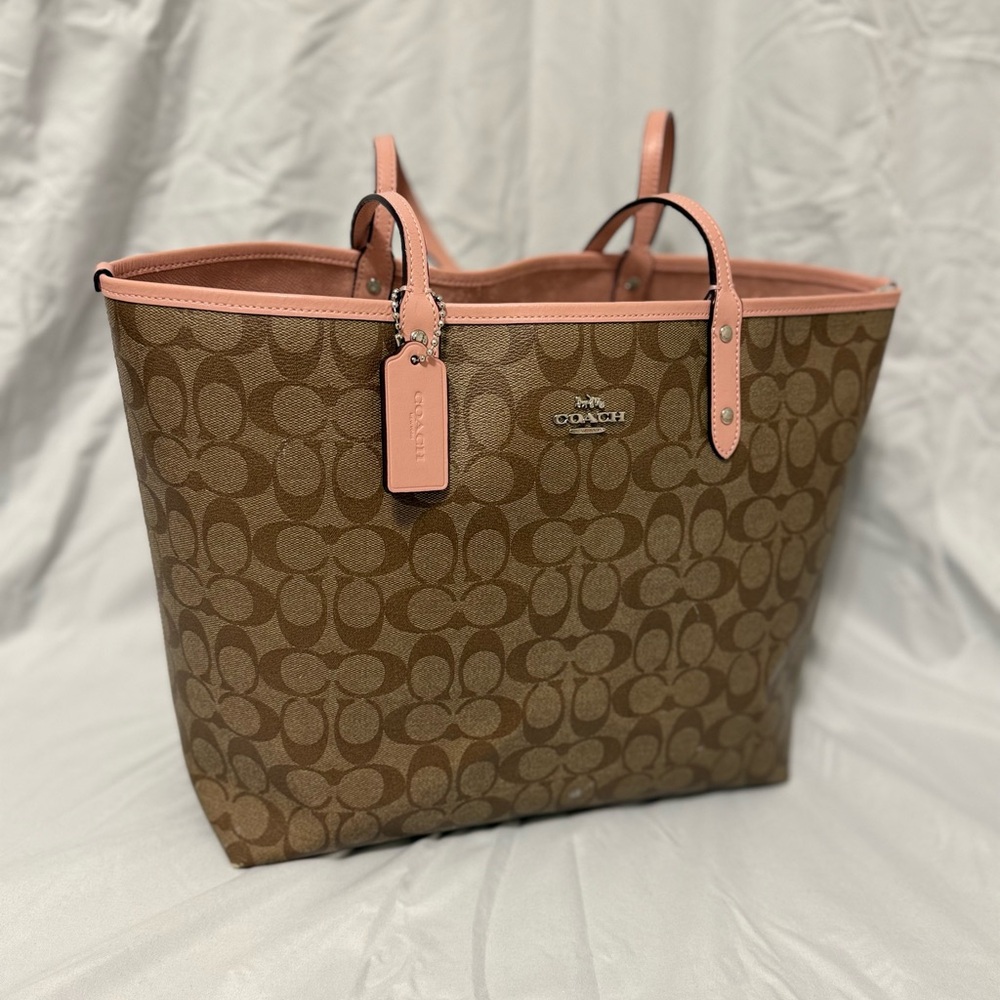 Coach Tan and Pink Signature Tote